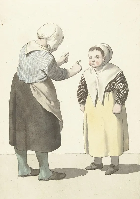 Twee Tegenover Elkaar Staande Meisjes Wall Art by W. Barthautz - High-Resolution Digital Print
