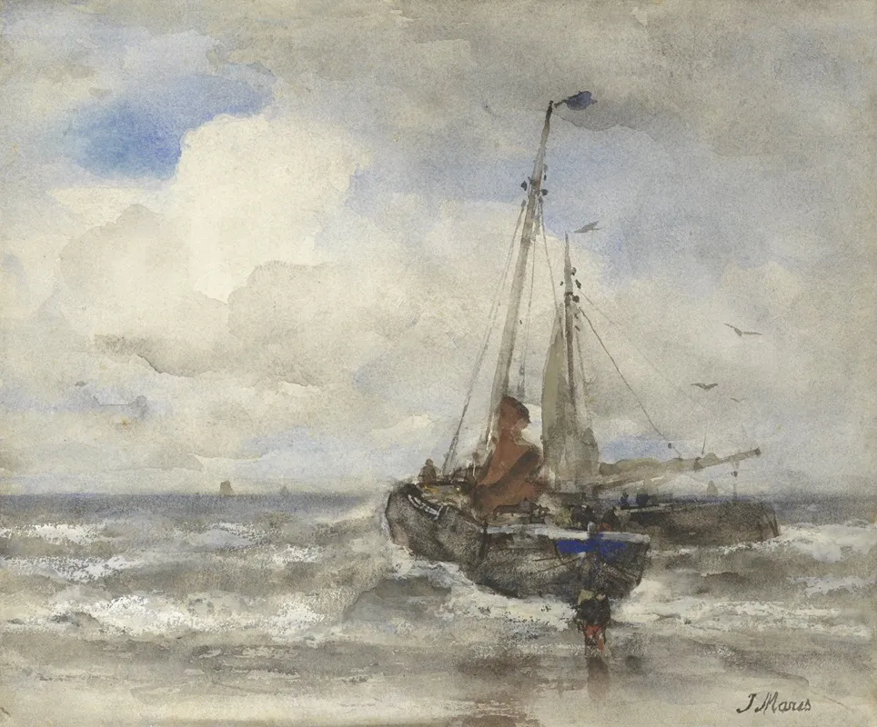 Twee Vissersschepen Bij Het Strand