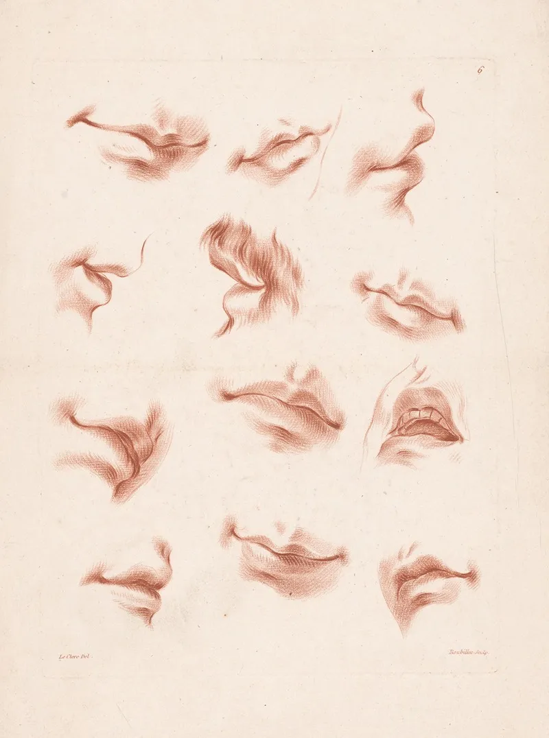 Twelve Mouths In Different Expressions Wall Art by Louis-François Roubiliac - High-Resolution Digital Print