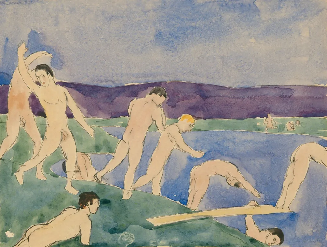 Twelve Nude Boys At The Beach Wall Art by Charles Demuth - High-Resolution Digital Print