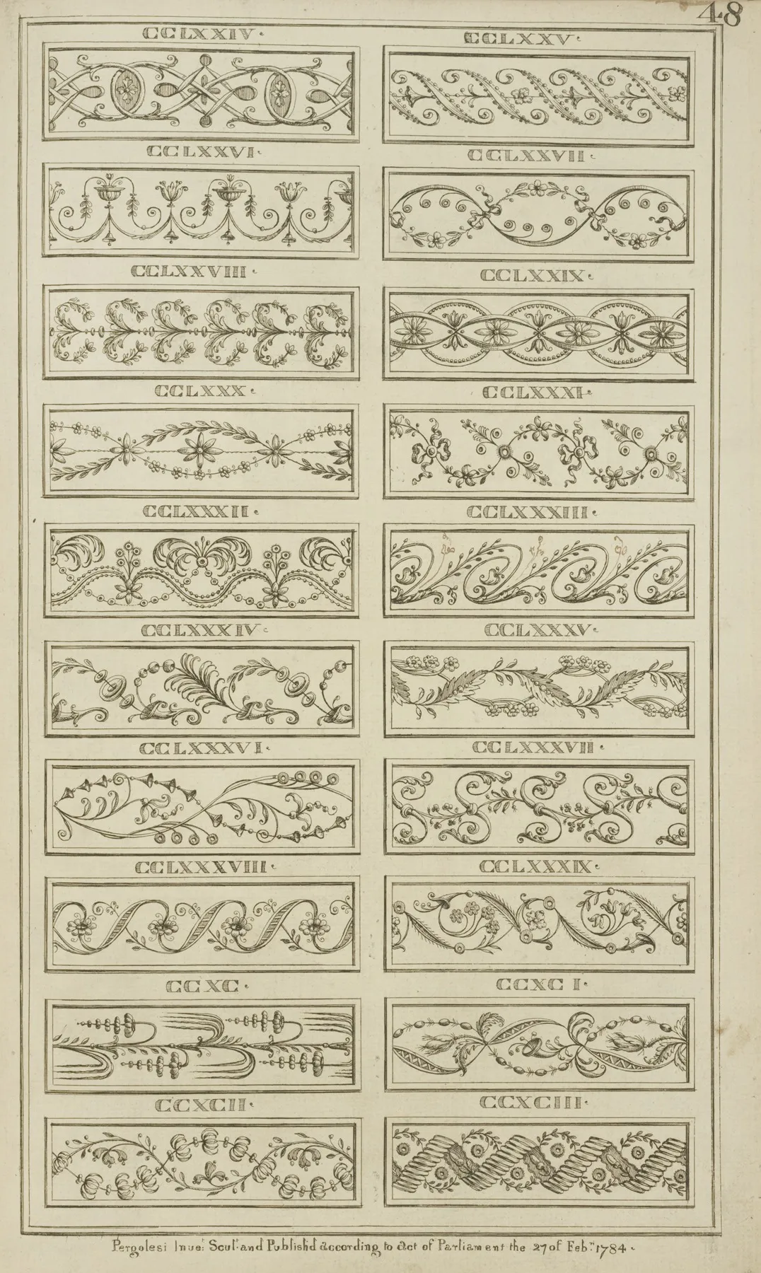 Twenty Horizontal Ornamental Designs 2 Wall Art by Michael Angelo Pergolesi - High-Resolution Digital Print
