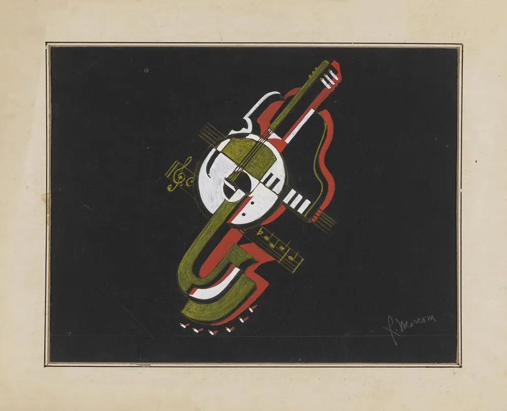 Two A Day Sketch No 1 Music Themed Back Drop Wall Art by James Stewart Morcom - High-Resolution Digital Print