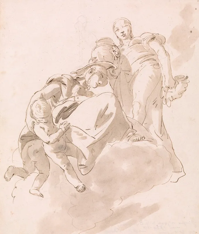 Two Allegorical Figures For A Ceiling