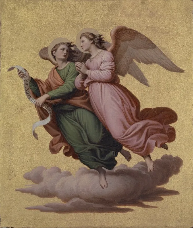 Two Angels Floating Wall Art by Johann von Schraudolph - High-Resolution Digital Print