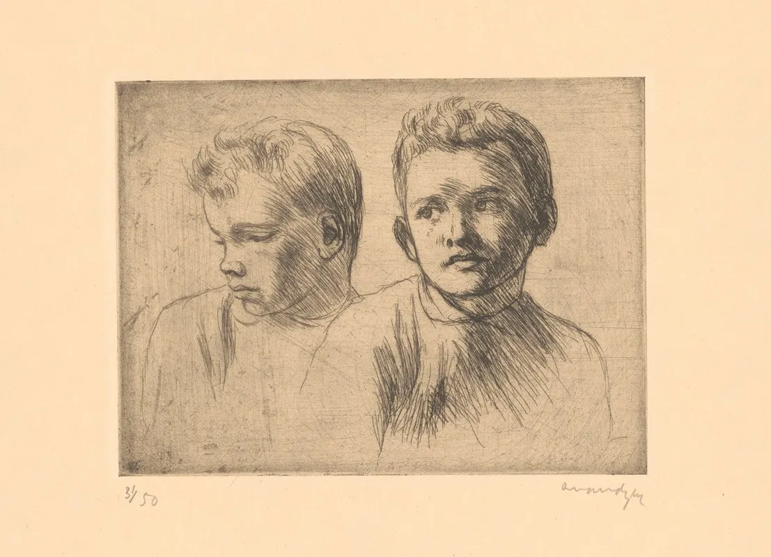 Two Boys Heads Wall Art by Albert Van Dyck - High-Resolution Digital Print
