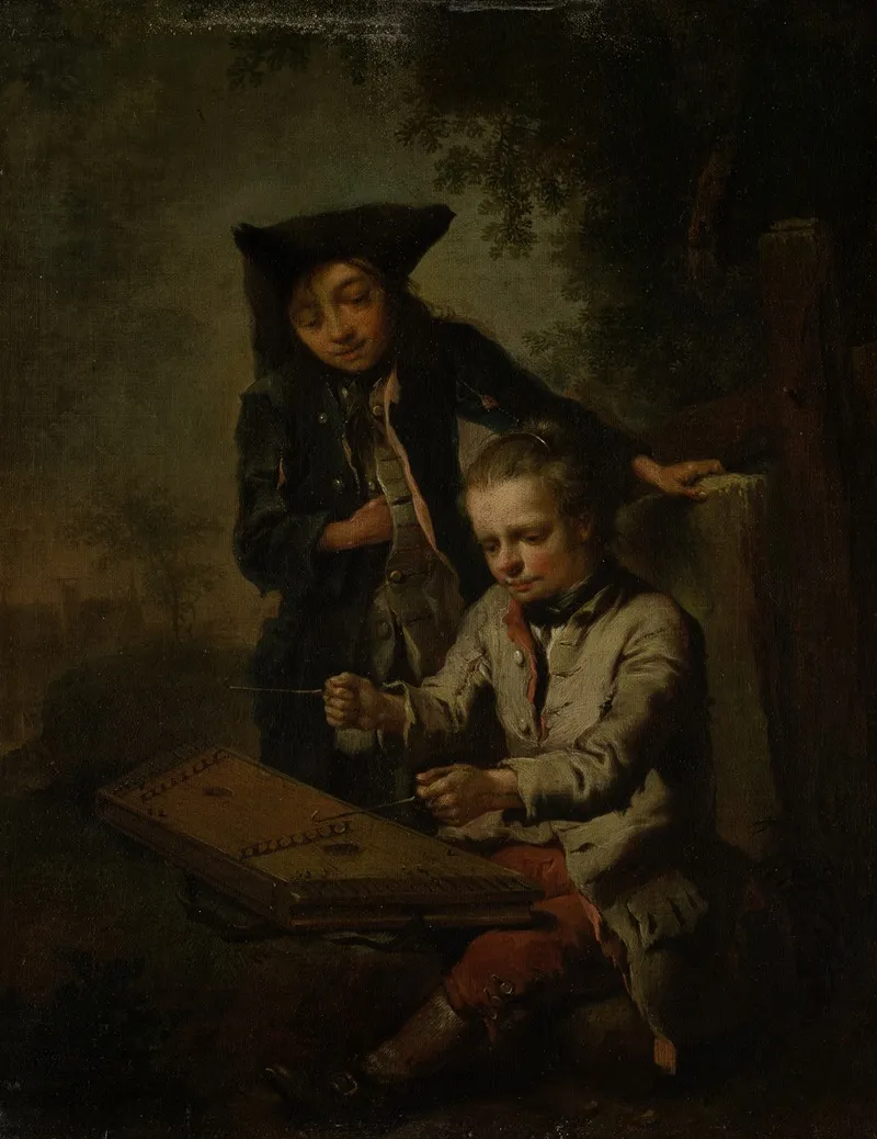 Two Boys One Of Them Playing The Dulcimer