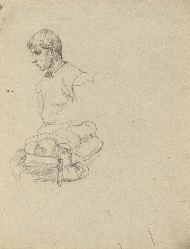Two Boys Sketch For Signing Of The Compact In The Cabin Of The Mayflower Wall Art by Edwin White - High-Resolution Digital Print