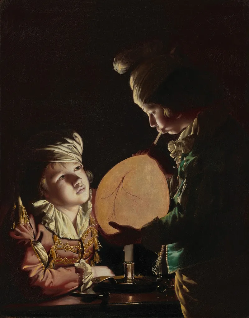 Two Boys With A Bladder Wall Art by Joseph Wright of Derby - High-Resolution Digital Print