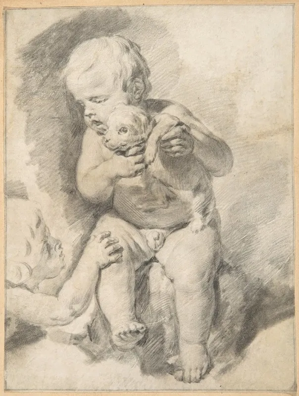 Two Boys With A Puppy