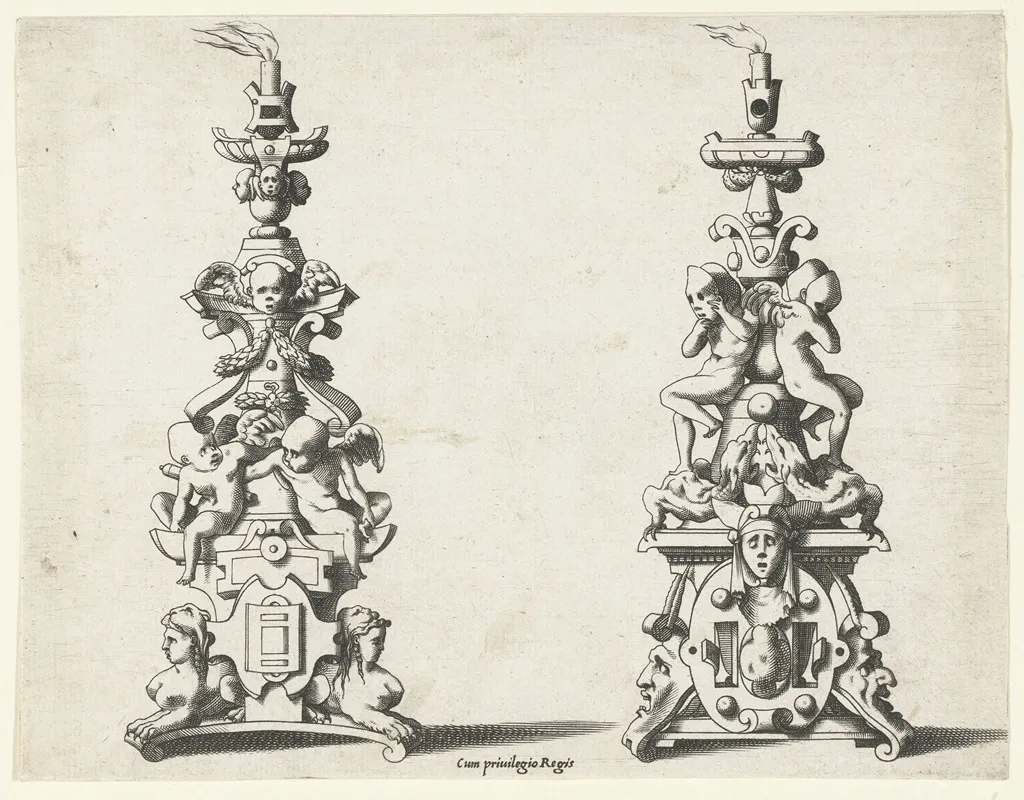 Two Candlesticks Wall Art by René Boyvin - High-Resolution Digital Print