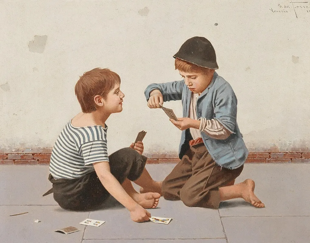 Two Card Players Wall Art by Giulio del Torre - High-Resolution Digital Print