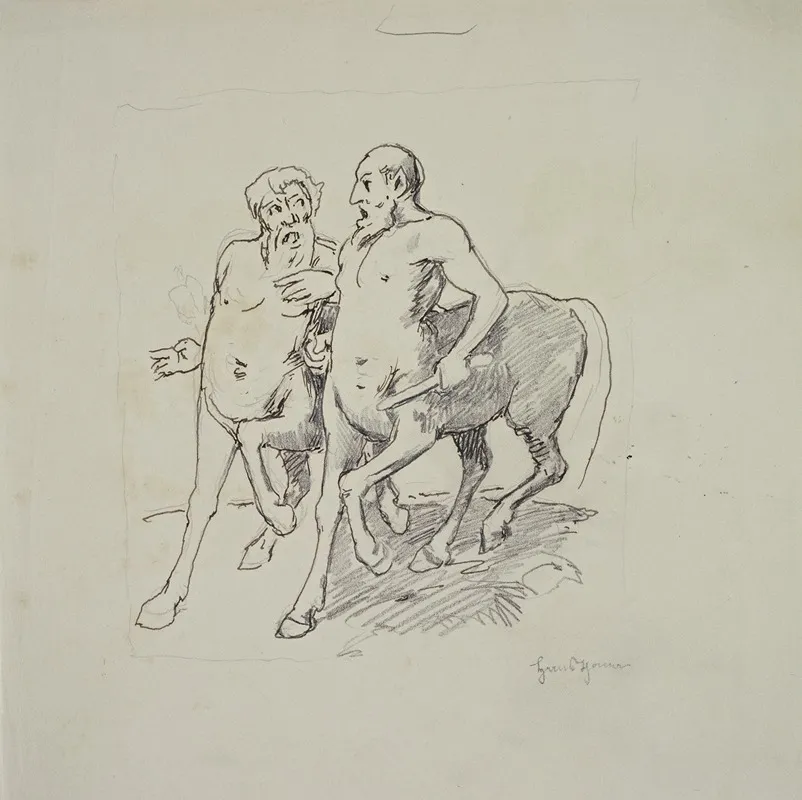 Two Centaurs In Conversation Wall Art by Hans Thoma - High-Resolution Digital Print
