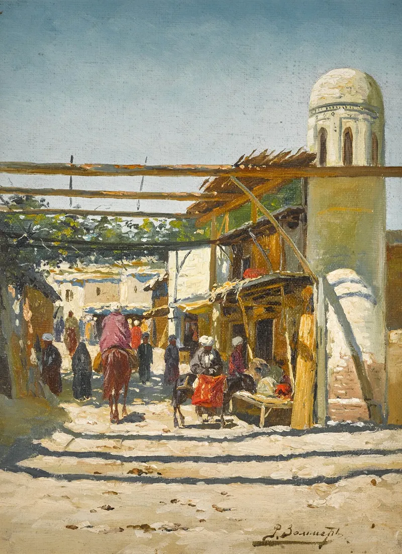 Two Central Asian Street Scene Wall Art by Richard Zommer - High-Resolution Digital Print