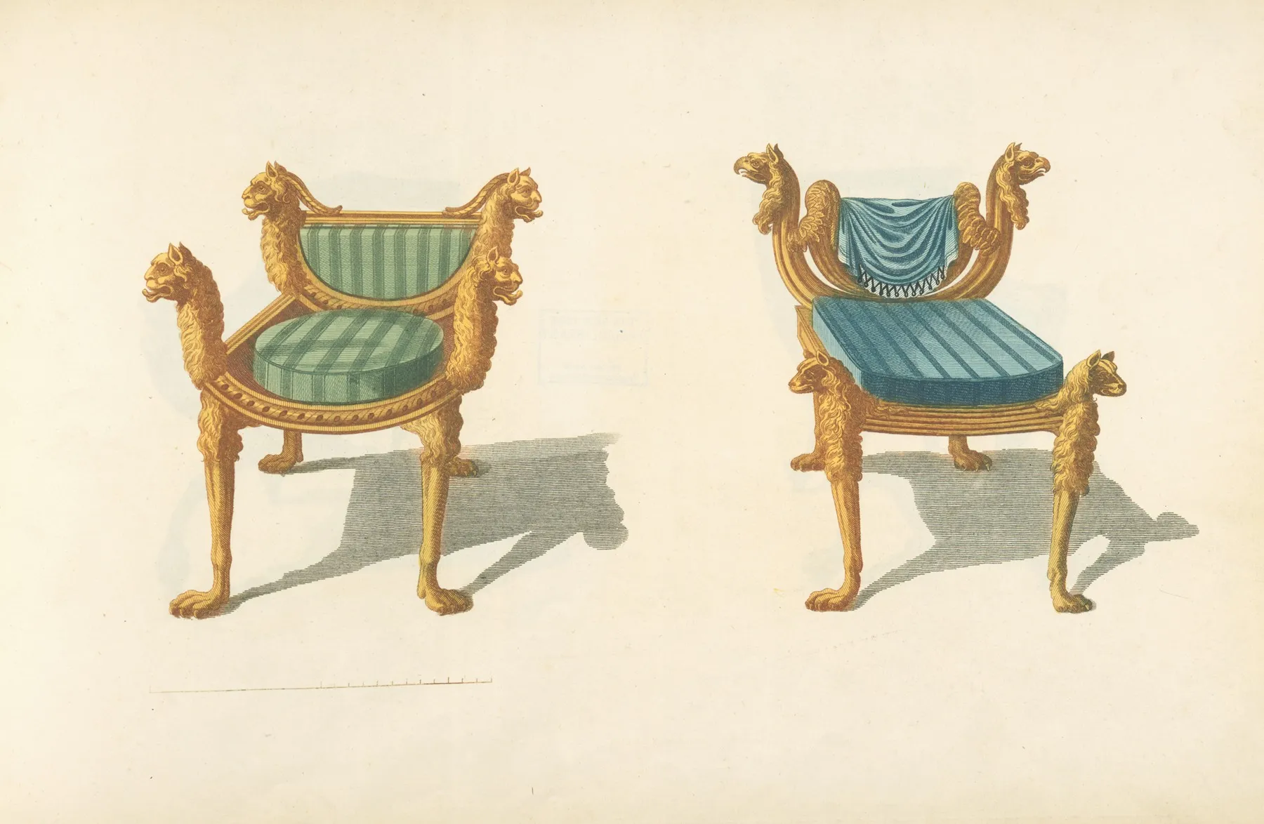 Two Chairs With Animal Motifs Wall Art by Thomas Sheraton - High-Resolution Digital Print