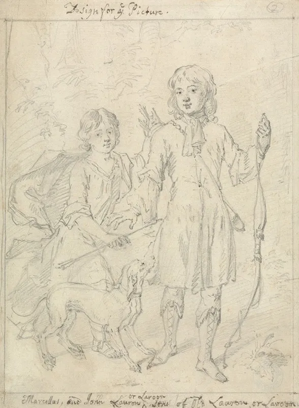 Two Children And A Dog Called Marcellus And John Laroon