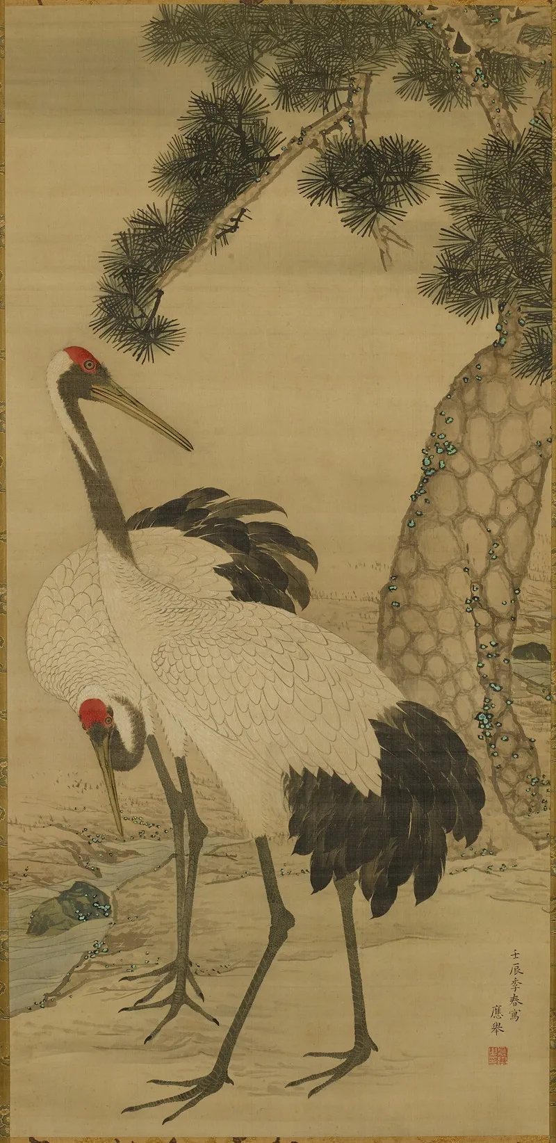 Two Cranes And A Pine Tree Wall Art by Maruyama Ōkyo - High-Resolution Digital Print