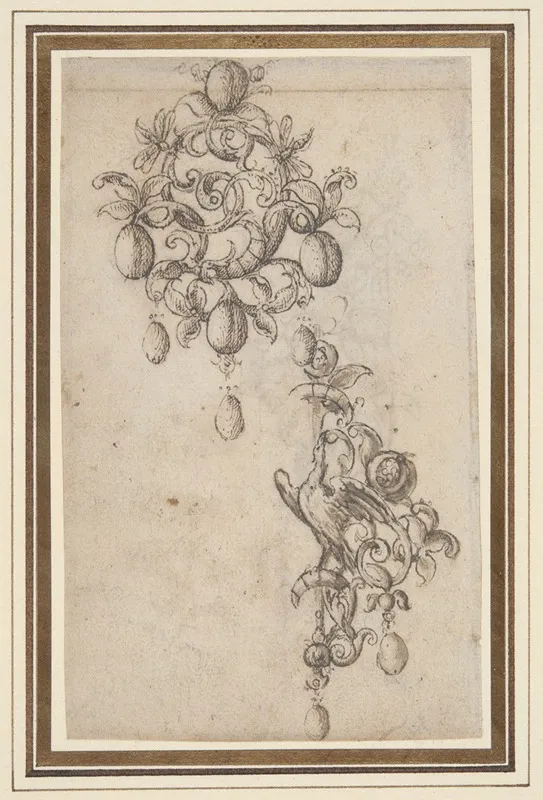 Two Designs For Brooches With Pearl Drops Wall Art by Daniel Mignot - High-Resolution Digital Print