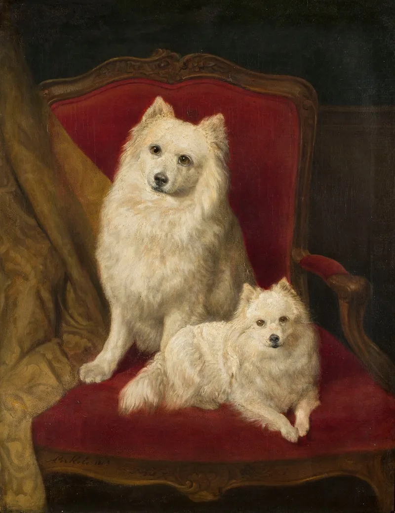 Two Dogs On A Couch Wall Art by Auguste Corkole - High-Resolution Digital Print