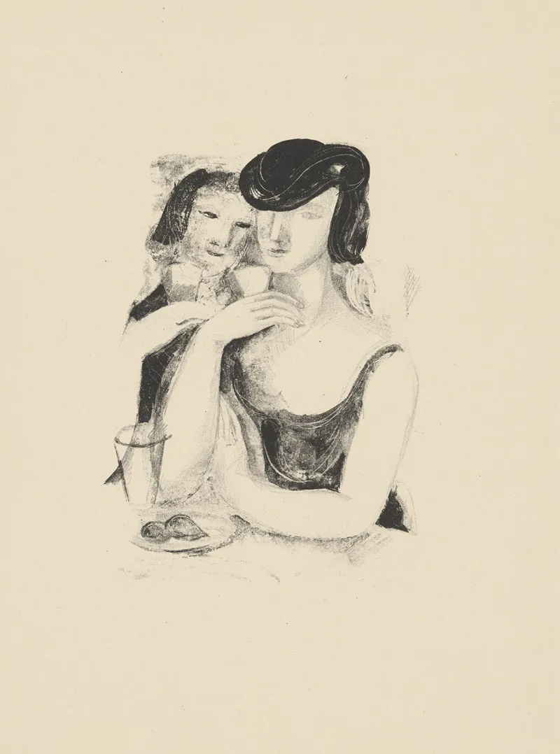 Two Drinking Women Wall Art by Jean-Louis Boussingault - High-Resolution Digital Print