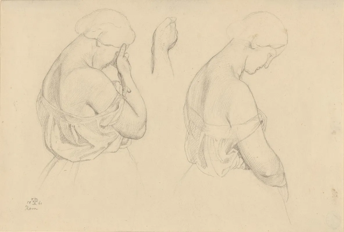Two Female Figures In Half Length And A Study Of A Hand