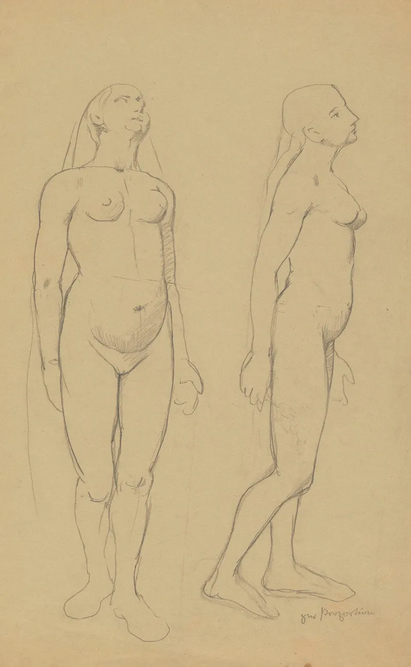 Two Female Nude Studies Wall Art by Hans Thoma - High-Resolution Digital Print