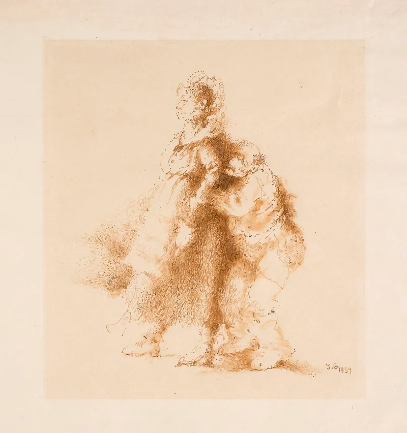 Two Figures 11 Wall Art by Jan Gotard - High-Resolution Digital Print
