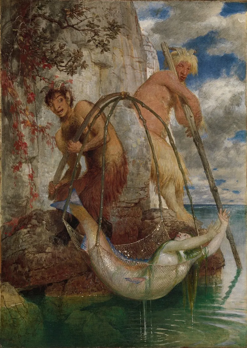 Two Fishing Pans Wall Art by Arnold Böcklin - High-Resolution Digital Print