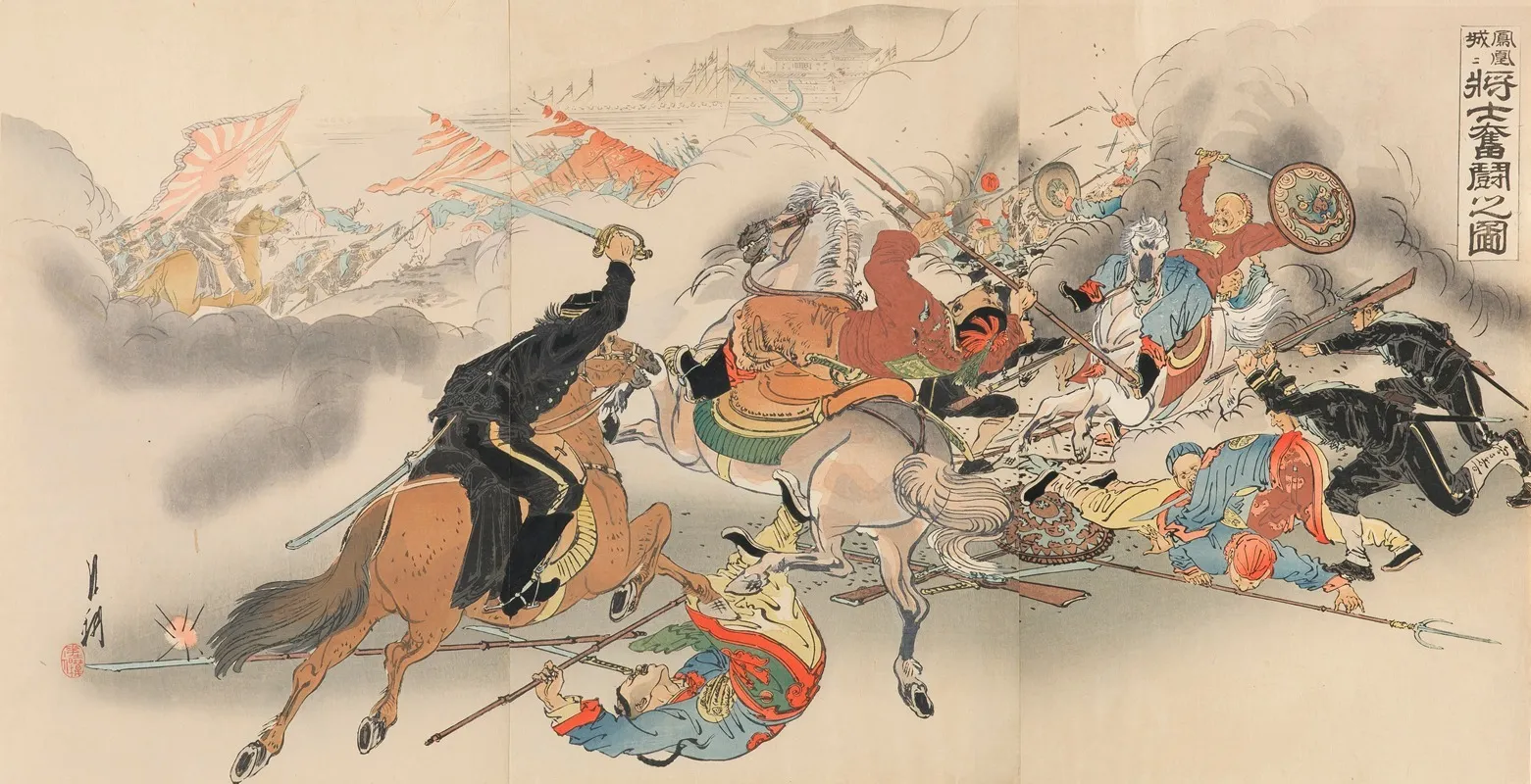 Two Generals And Their Men Engaging In Strenuous Battle At Fenghuangcheng