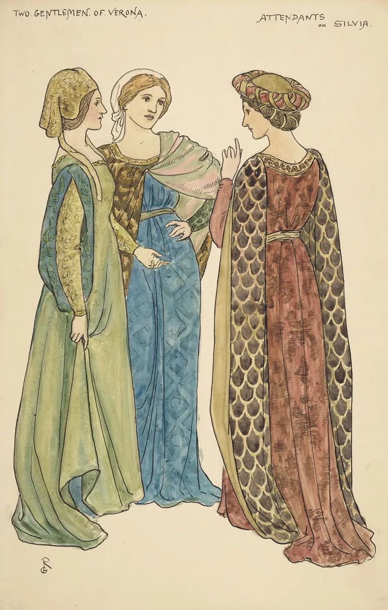 Two Gentlemen Of Verona Attendants On Silvia Wall Art by Walford Graham Robertson - High-Resolution Digital Print