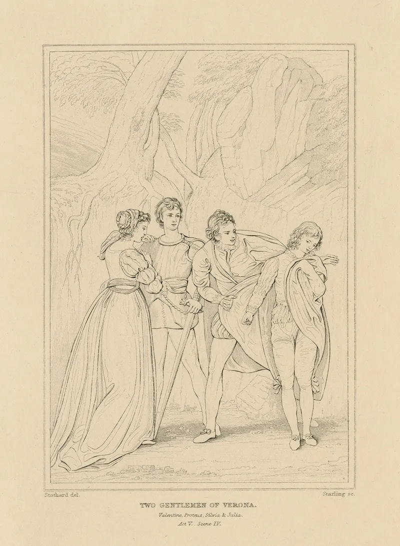 Two Gentlemen Of Verona Valentine Proteus Silvia Julia Act V Scene Iv Wall Art by William Francis Starling - High-Resolution Digital Print