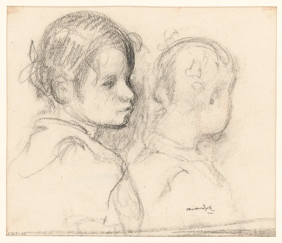 Two Girls Heads Wall Art by Albert Van Dyck - High-Resolution Digital Print