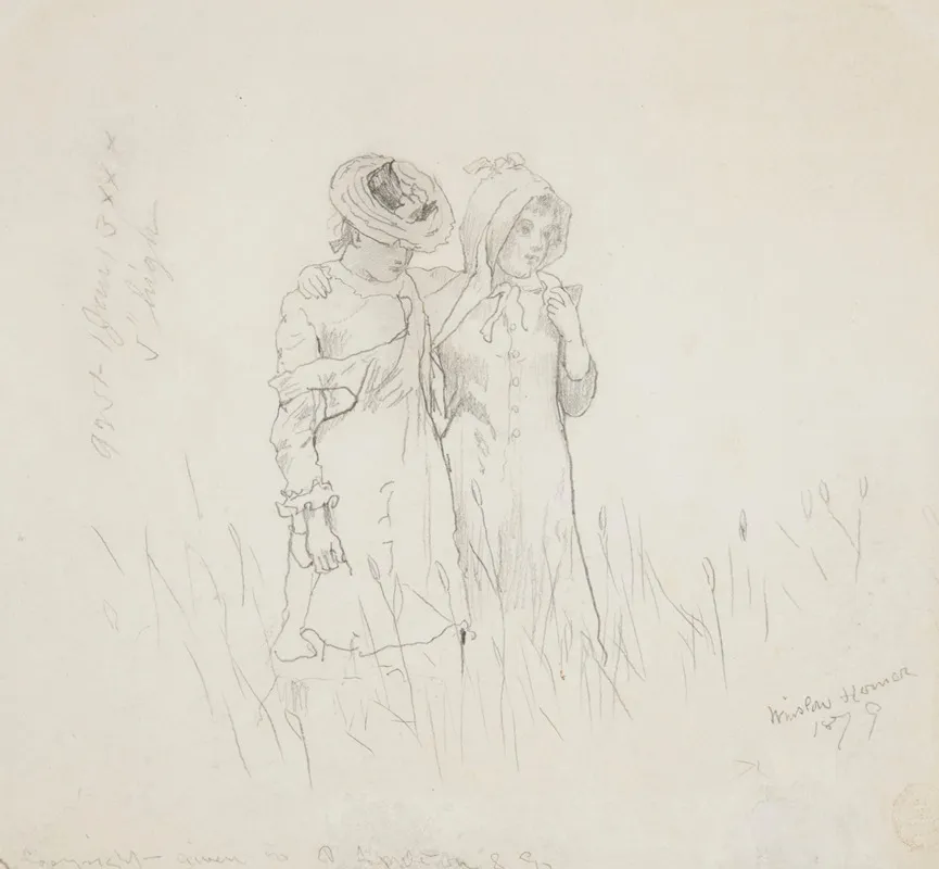 Two Girls In A Field Wall Art by Winslow Homer - High-Resolution Digital Print