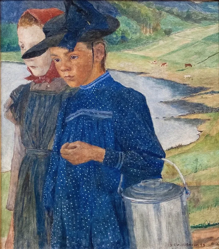 Two Girls On The Road Wall Art by Carl Wilhelmson - High-Resolution Digital Print