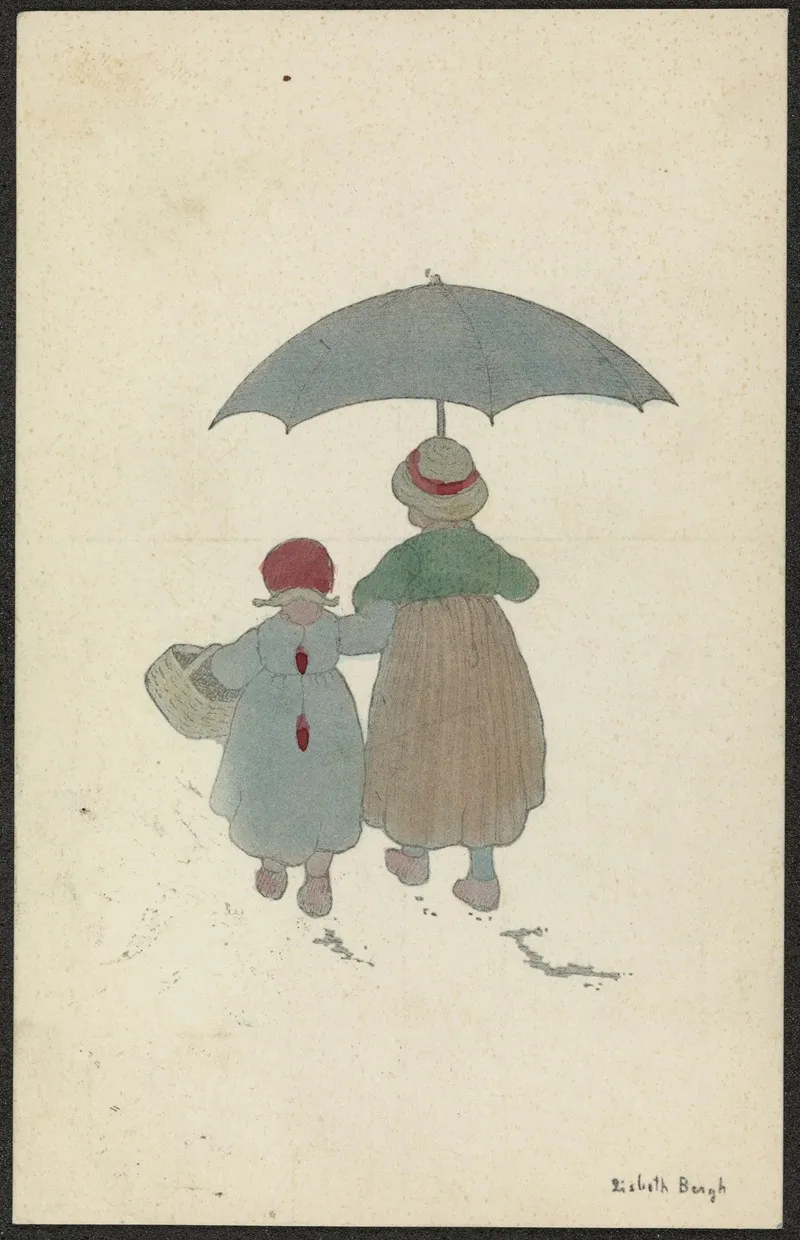 Two Girls With Umbrella Wall Art by Lisbeth Bergh - High-Resolution Digital Print