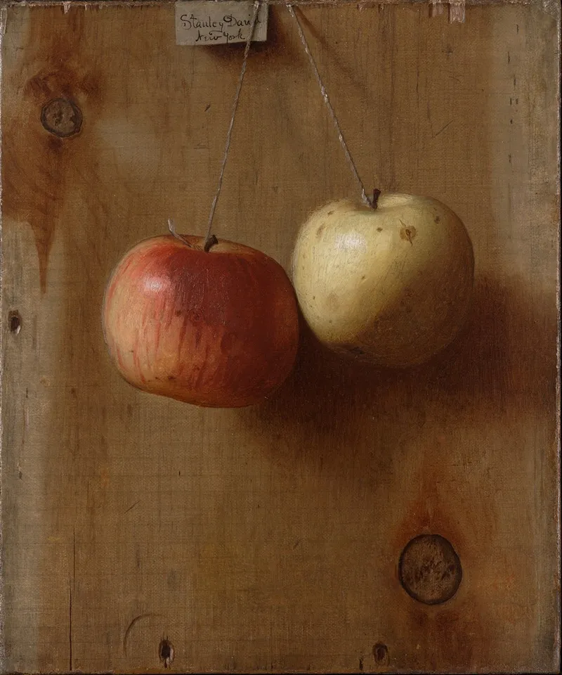 Two Hanging Apples 2 Wall Art by De Scott Evans - High-Resolution Digital Print