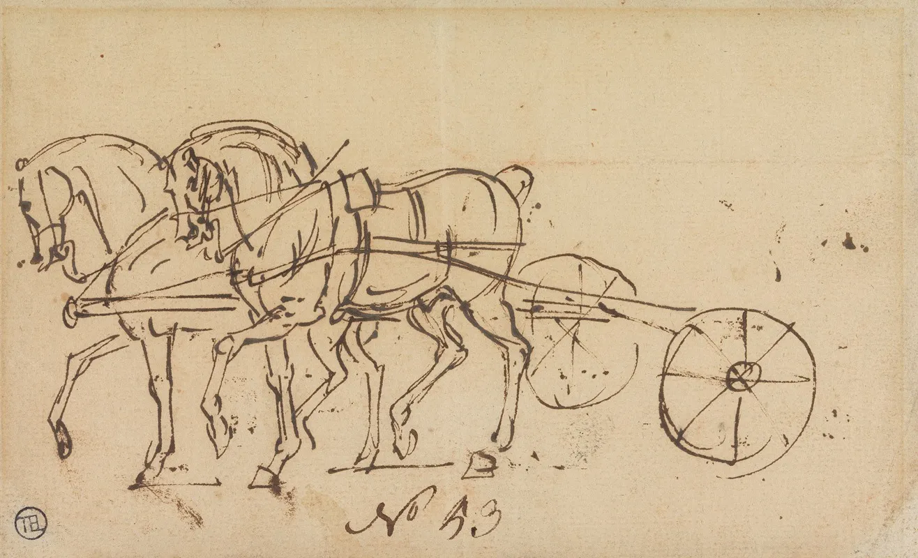 Two Horses Trotting In Harness