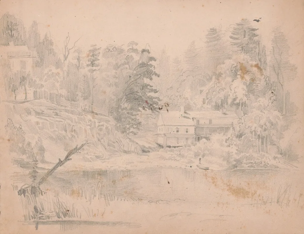 Two Houses Along A River One Up On A Rocky Embankment