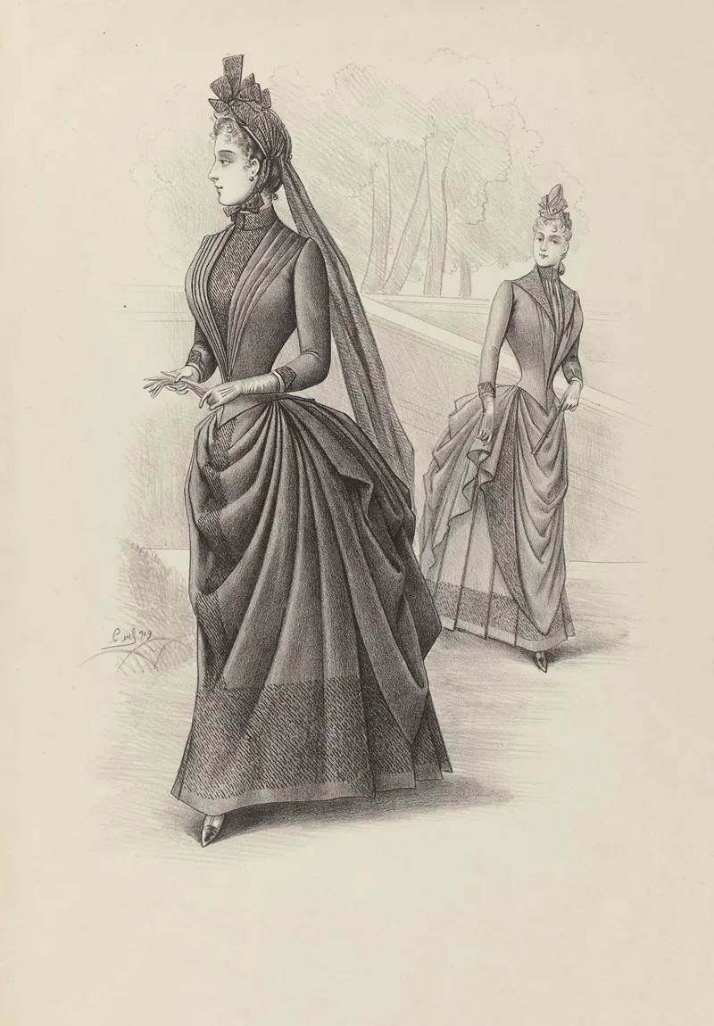 Two Ladies Walking Wall Art by Louvel - High-Resolution Digital Print