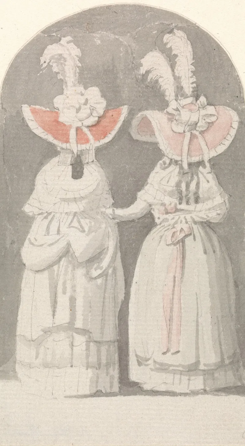 Two Ladies Wearing Extravagant Plumed Hats Wall Art by Anthony Highmore - High-Resolution Digital Print
