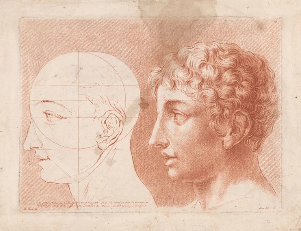 Two Male Heads In Profile One In Schematic View Wall Art by Louis-François Roubiliac - High-Resolution Digital Print