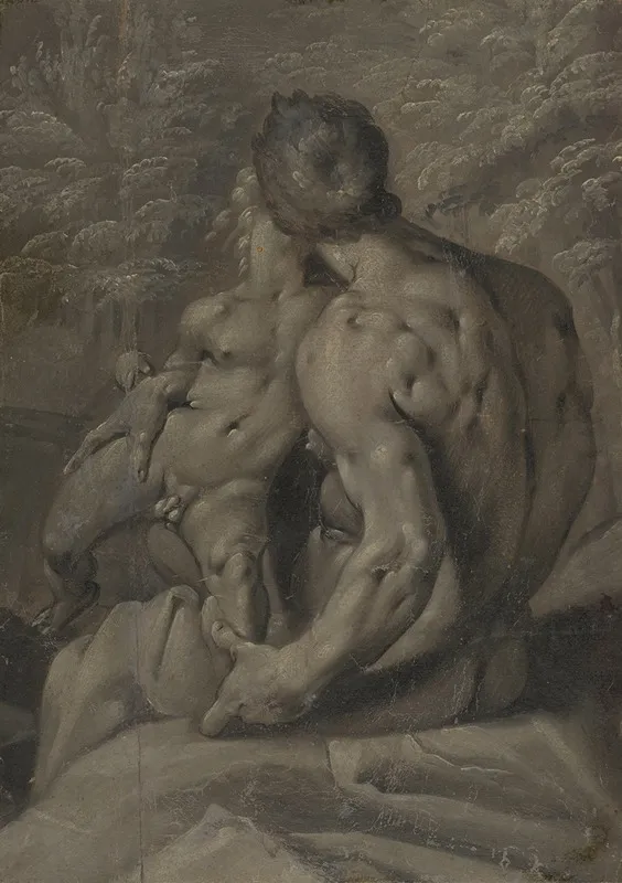 Two Male Nudes 2 Wall Art by Cornelis Cornelisz Van Haarlem - High-Resolution Digital Print