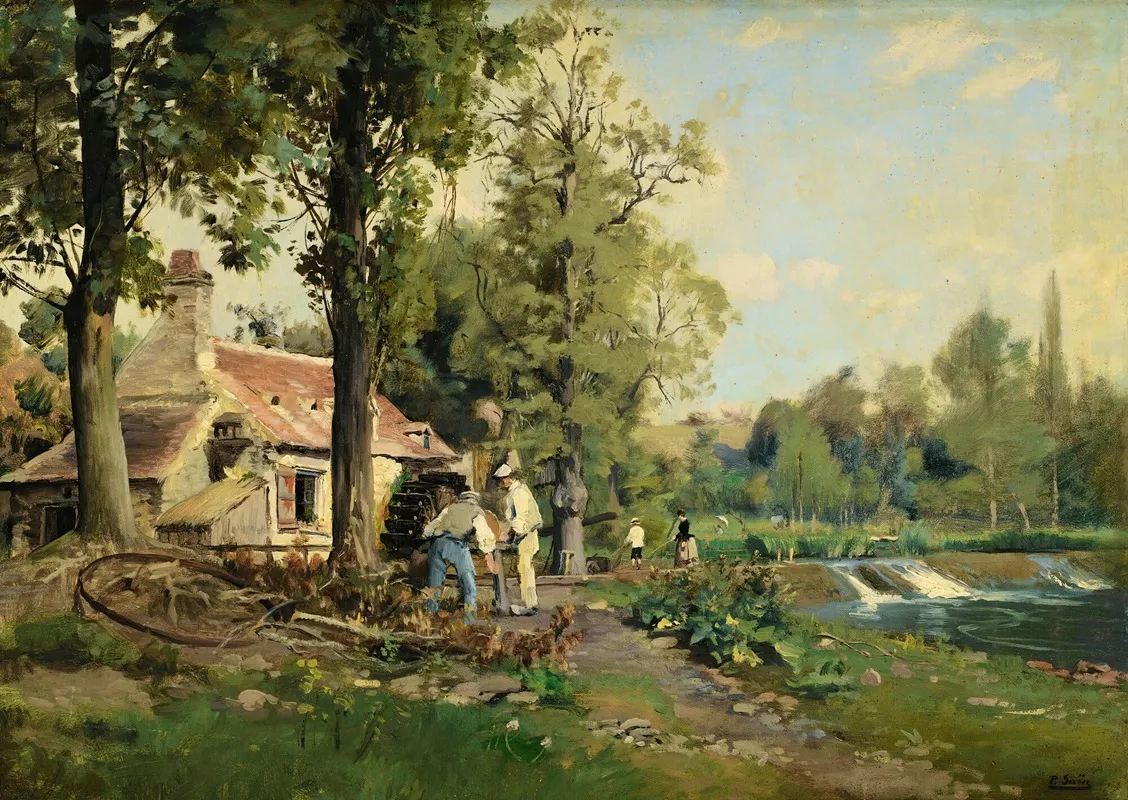 Two Men By A Mill