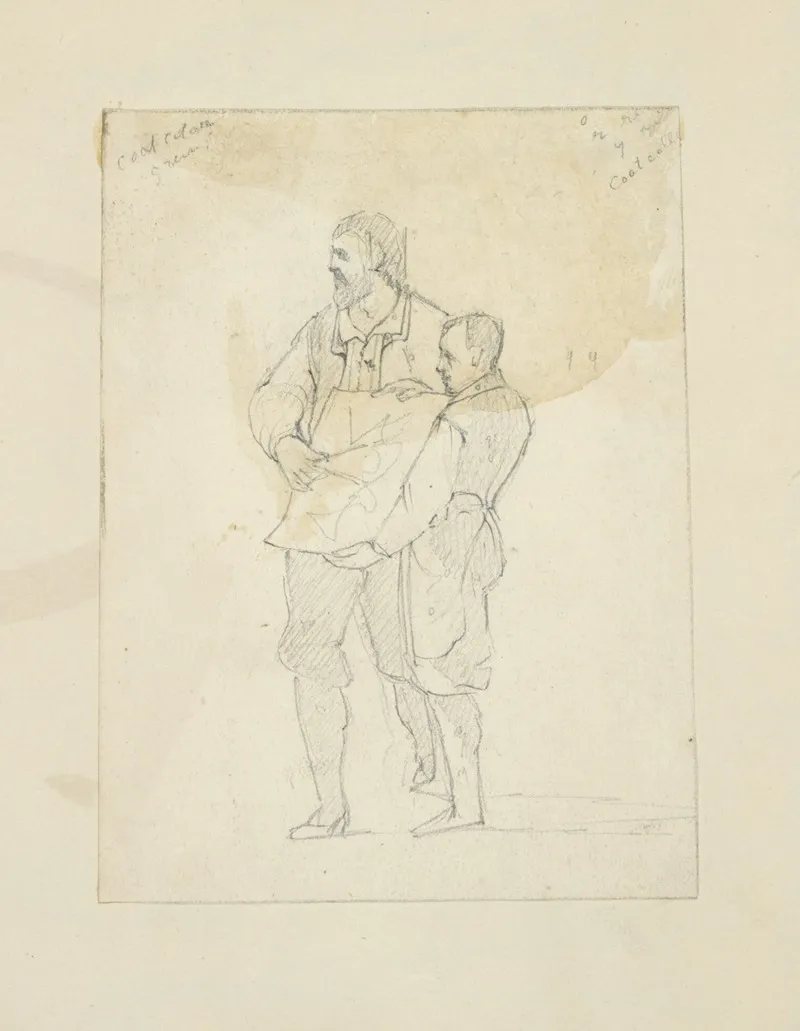 Two Men Displaying A Piece Of Paper Upon Which One Has Made Some Marks With A Compass