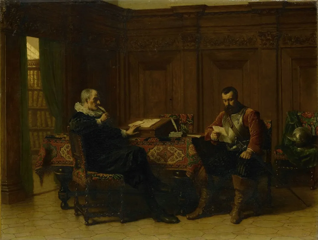 Two Men In A Seventeenth Century Interior Called A Conference Wall Art by Lambertus Lingeman - High-Resolution Digital Print