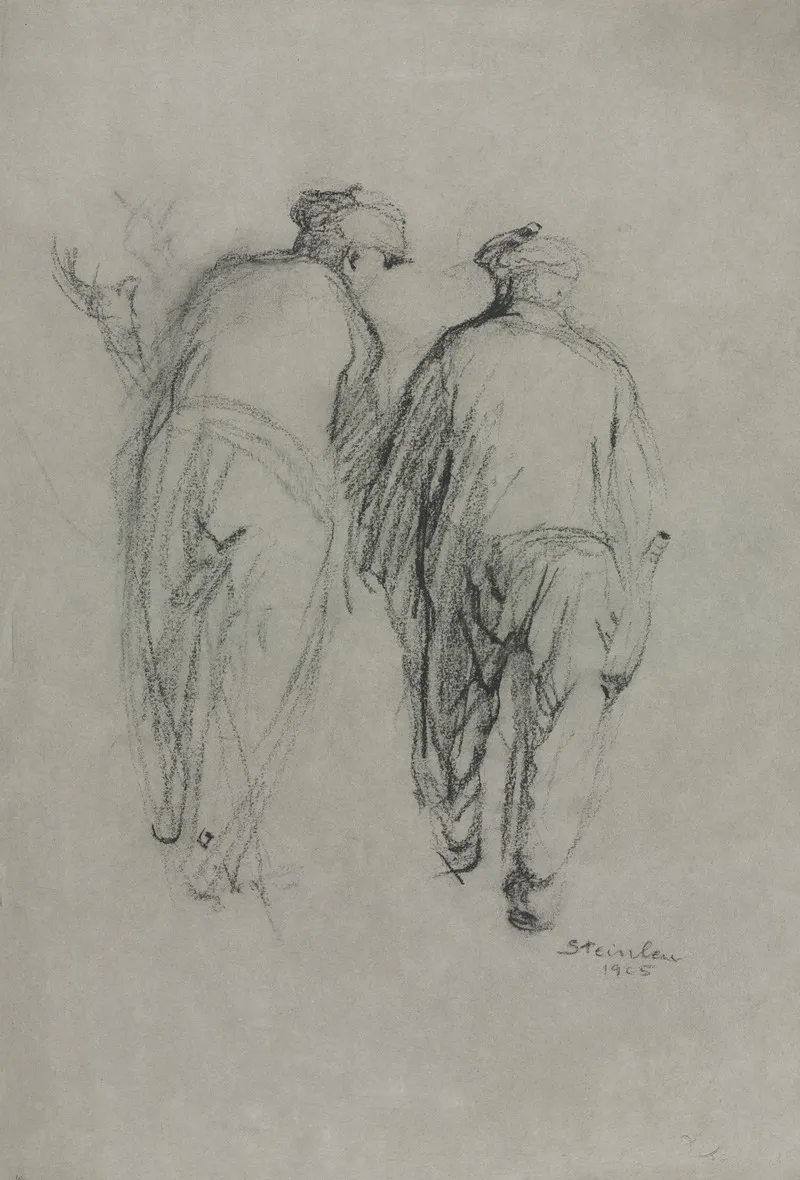 Two Men Working Rear View