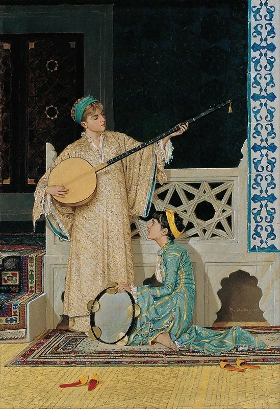 Two Musician Girls Wall Art by Osman Hamdi Bey - High-Resolution Digital Print