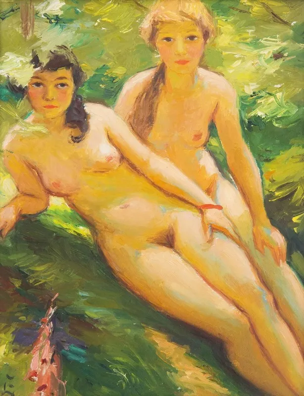 Two Nude Girls Wall Art by František Šindelář - High-Resolution Digital Print