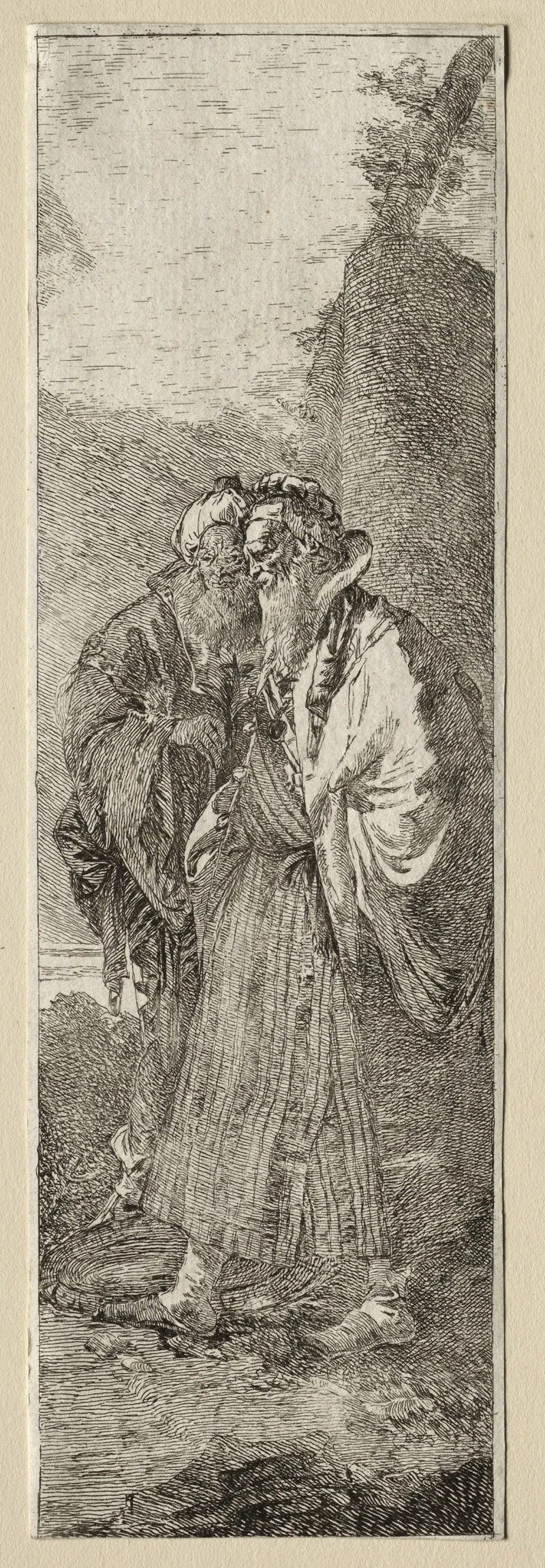 Two Old Men In A Landscape Wall Art by Giovanni Domenico Tiepolo - High-Resolution Digital Print