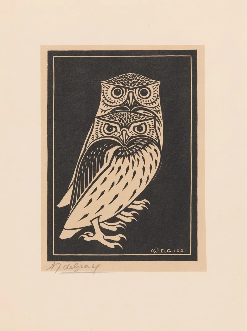 Two Owls Wall Art by Julie de Graag - High-Resolution Digital Print