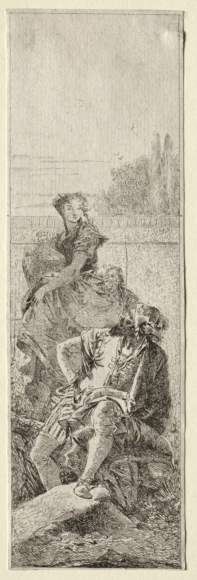 Two Peasants 2 Wall Art by Giovanni Domenico Tiepolo - High-Resolution Digital Print